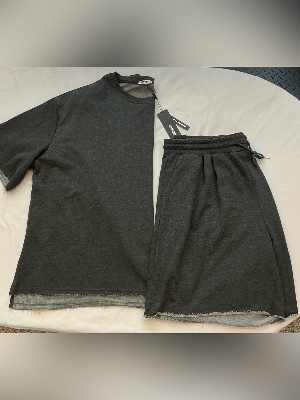 4X Charcoal Sweat Shorts & Short Sleeve Sweat Shirt Set